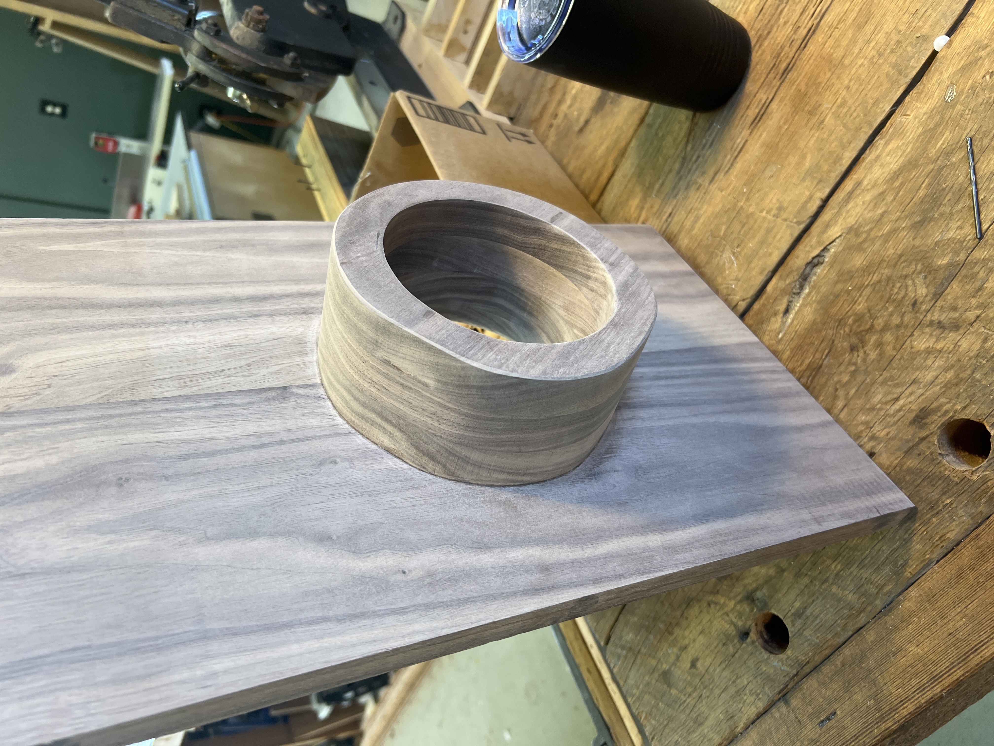Image of a integrated cajon bass port before panels are assembled.