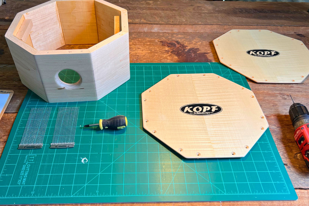 Cajón build in progress at Kopf Percussion