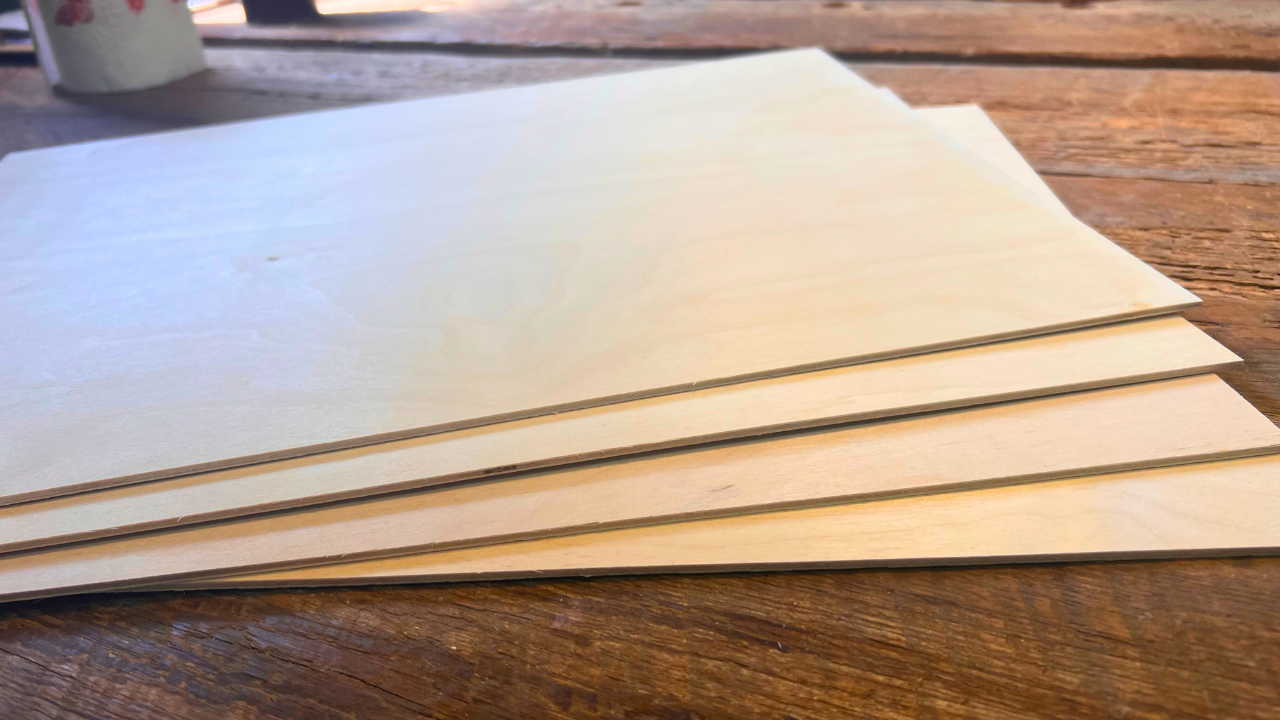  A sheet of raw Baltic Birch plywood used to construct the Novato cajon. Known for its density, consistency, and clean projection.