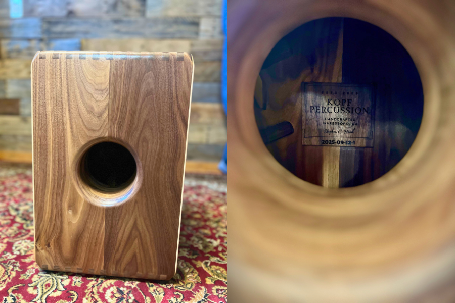 Walnut cajon body producing deep, resonant bass and warm tone.
